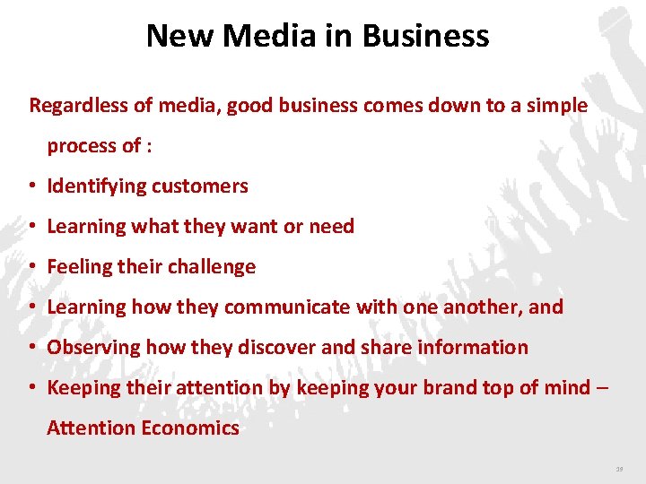 New Media in Business Regardless of media, good business comes down to a simple