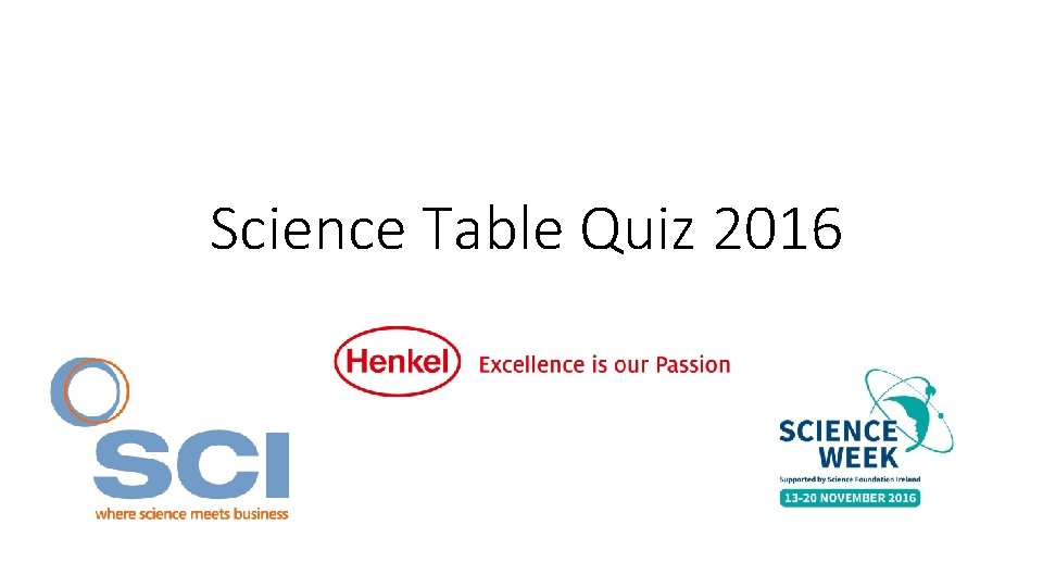 Science Table Quiz 2016 