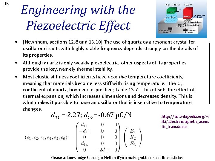 15 Engineering with the Piezoelectric Effect • [Newnham, sections 12. 8 and 13. 10]