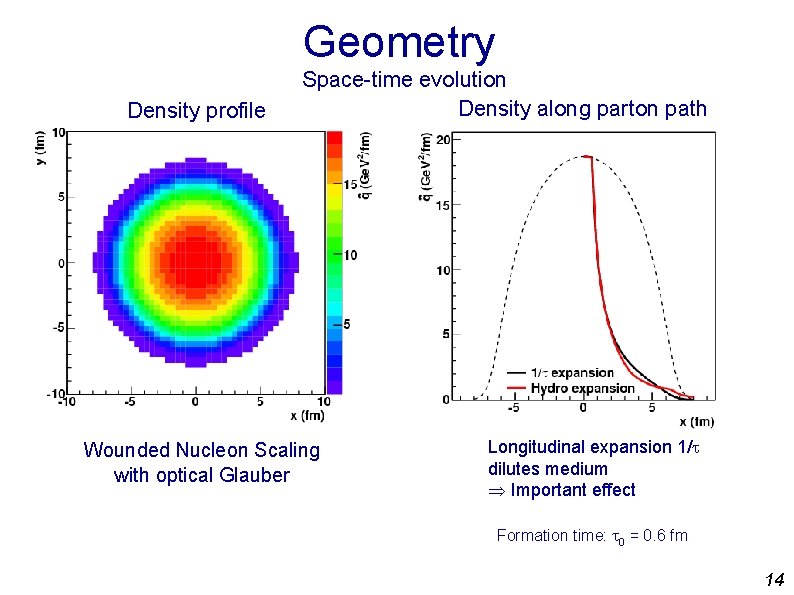 Geometry Density profile Space-time evolution Density along parton path Wounded Nucleon Scaling with optical