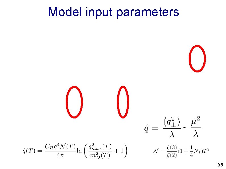 Model input parameters ~ 39 