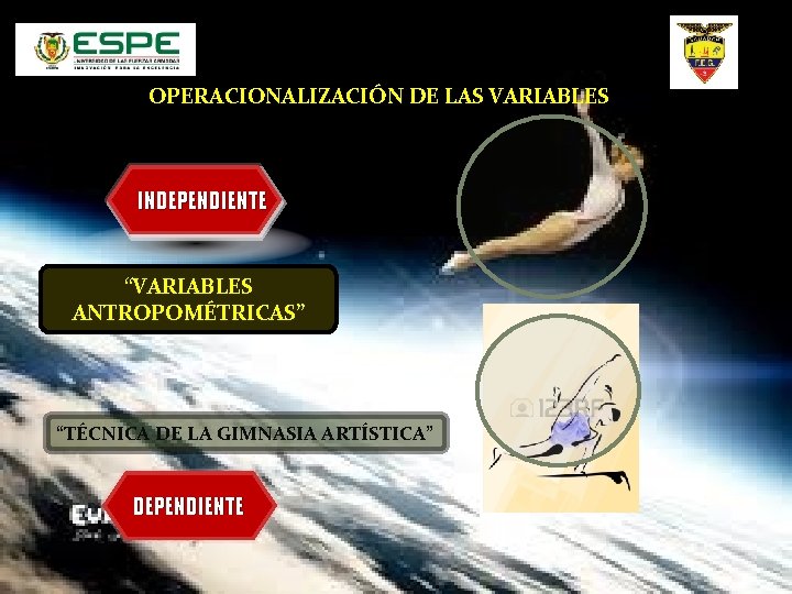 OPERACIONALIZACIÓN DE LAS VARIABLES INDEPENDIENTE “VARIABLES ANTROPOMÉTRICAS” “TÉCNICA DE LA GIMNASIA ARTÍSTICA” DEPENDIENTE 