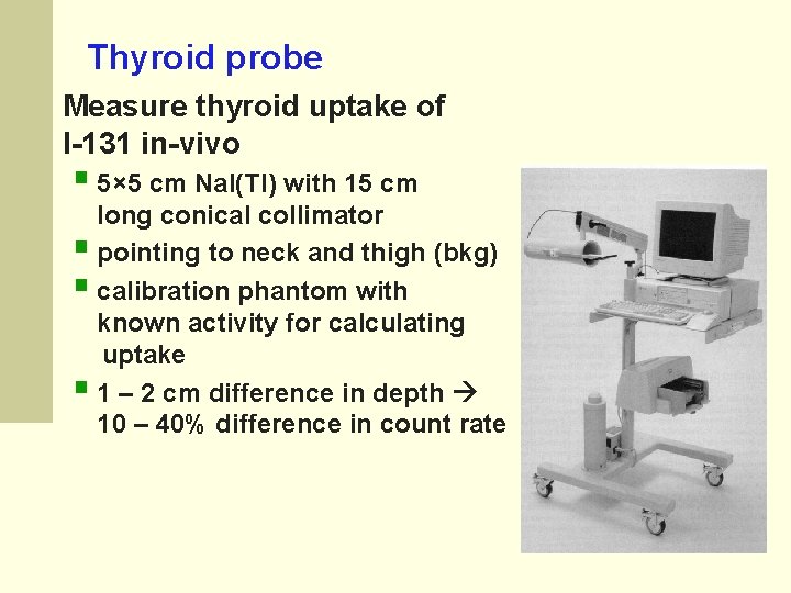 Thyroid probe Measure thyroid uptake of I-131 in-vivo § 5× 5 cm Na. I(Tl)