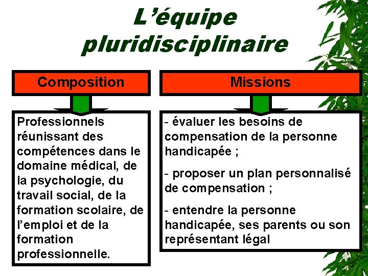 L’équipe pluridisciplinaire Composition Professionnels réunissant des compétences dans le domaine médical, de la psychologie,