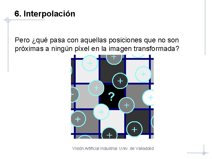 6. Interpolación Pero ¿qué pasa con aquellas posiciones que no son próximas a ningún