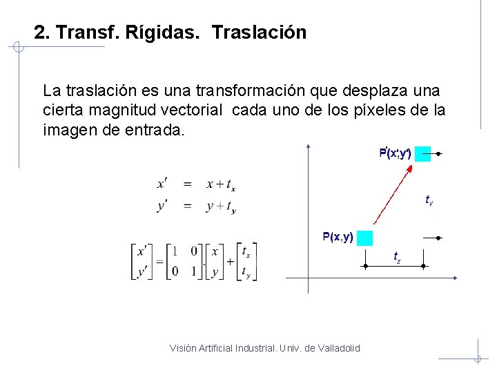 2. Transf. Rígidas. Traslación La traslación es una transformación que desplaza una cierta magnitud