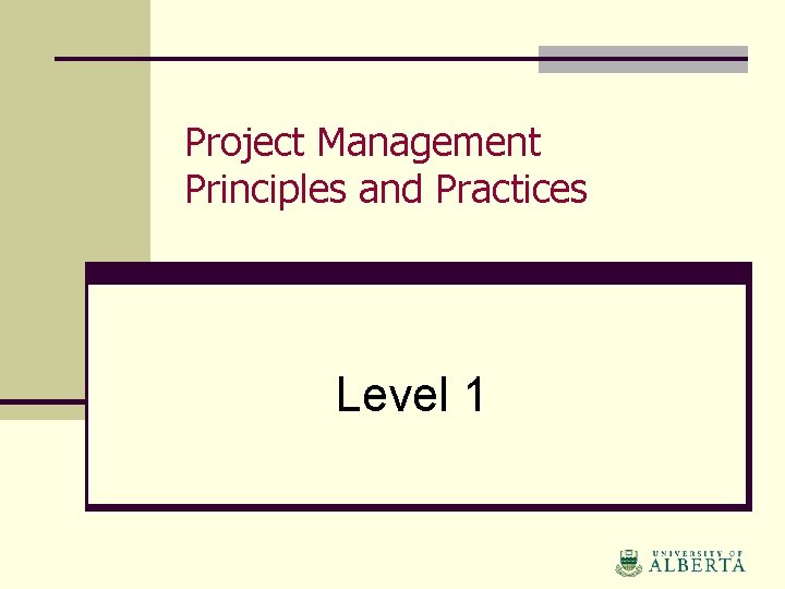 Project Management Principles and Practices Level 1 