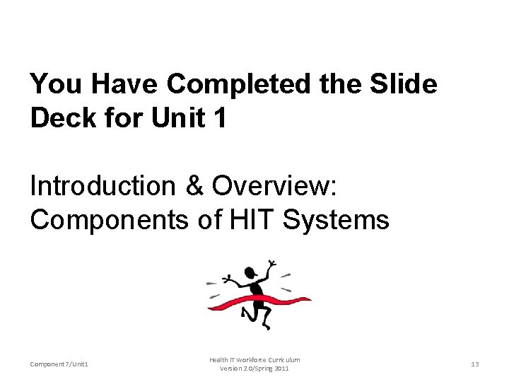 You Have Completed the Slide Deck for Unit 1 Introduction & Overview: Components of