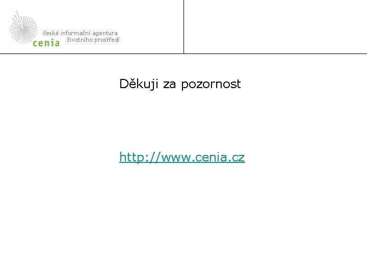 česká informační agentura životního prostředí Děkuji za pozornost http: //www. cenia. cz 