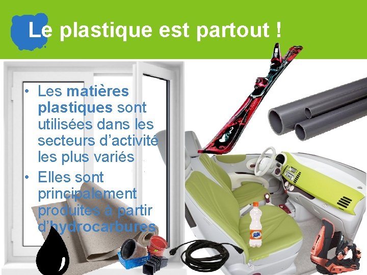 Le plastique est partout ! • Les matières plastiques sont utilisées dans les secteurs