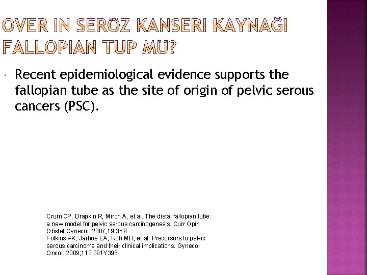  Recent epidemiological evidence supports the fallopian tube as the site of origin of