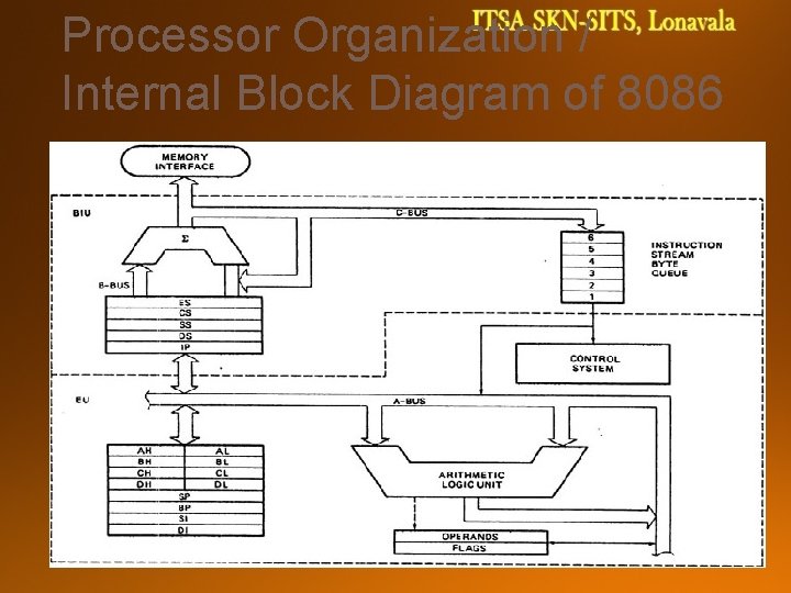 Processor Organization / Internal Block Diagram of 8086 