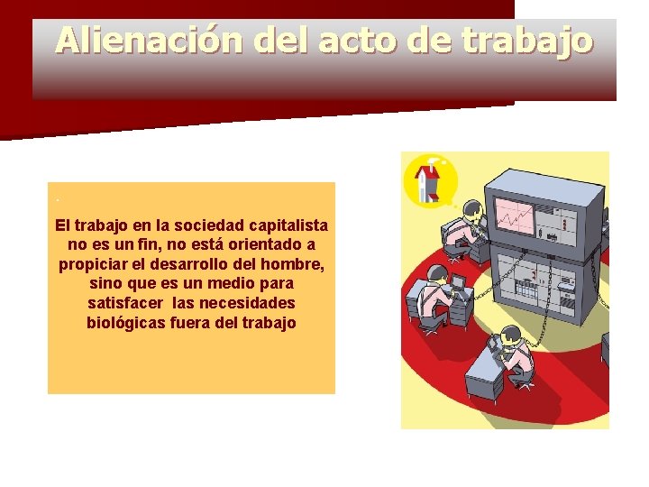 Alienación del acto de trabajo . El trabajo en la sociedad capitalista no es