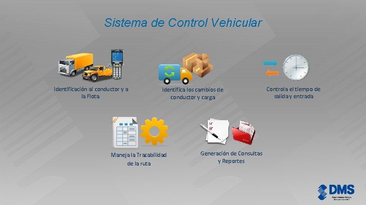 Sistema de Control Vehicular Identificación al conductor y a la Flota. Identifica los cambios