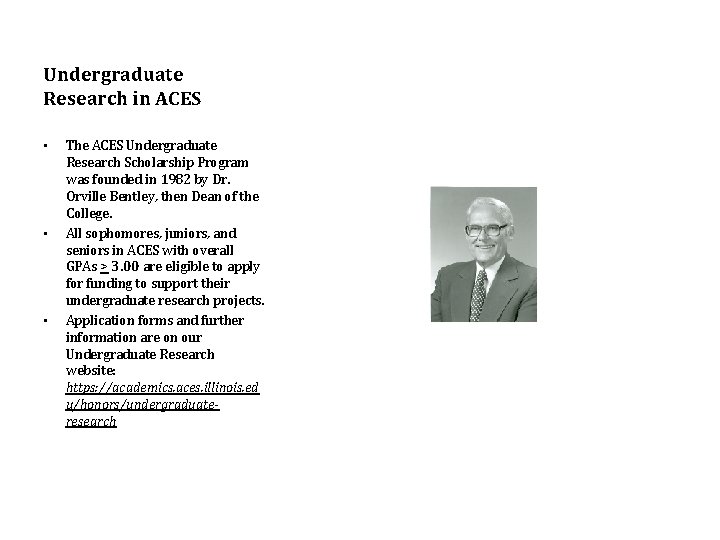 Undergraduate Research in ACES • • • The ACES Undergraduate Research Scholarship Program was