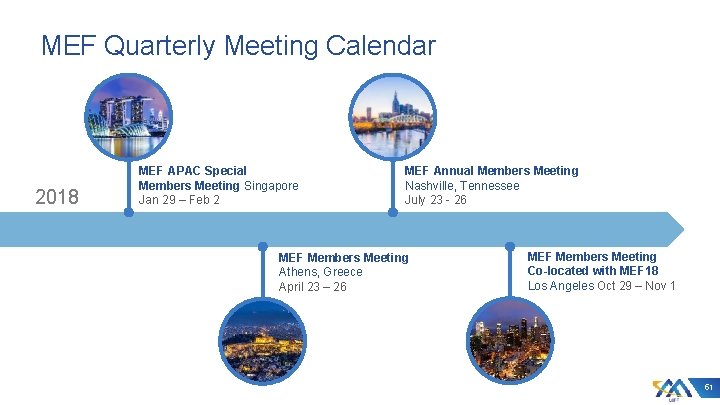 MEF Quarterly Meeting Calendar 2018 MEF APAC Special Members Meeting Singapore Jan 29 –