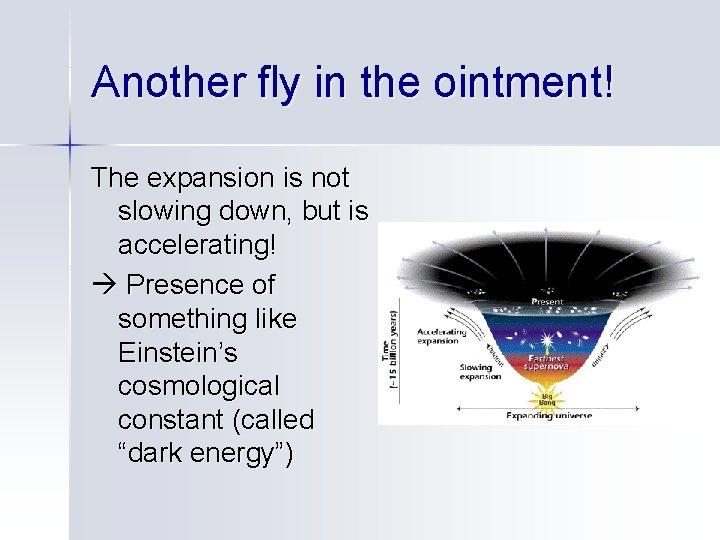 Another fly in the ointment! The expansion is not slowing down, but is accelerating!