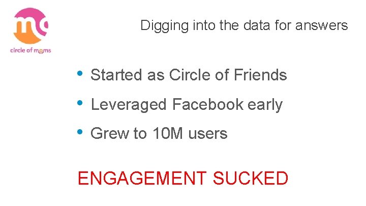 Digging into the data for answers • • • Started as Circle of Friends Digging into the data for answers • • • Started as Circle of Friends