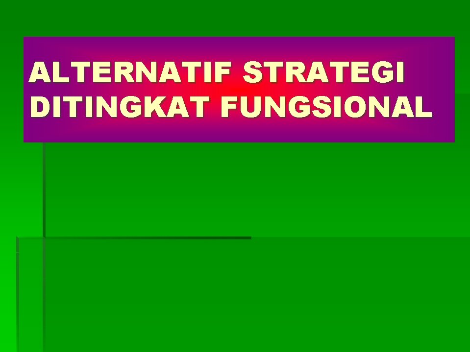 ALTERNATIF STRATEGI DITINGKAT FUNGSIONAL 