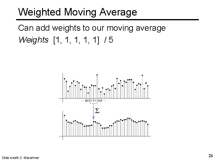 Weighted Moving Average Can add weights to our moving average Weights [1, 1, 1]