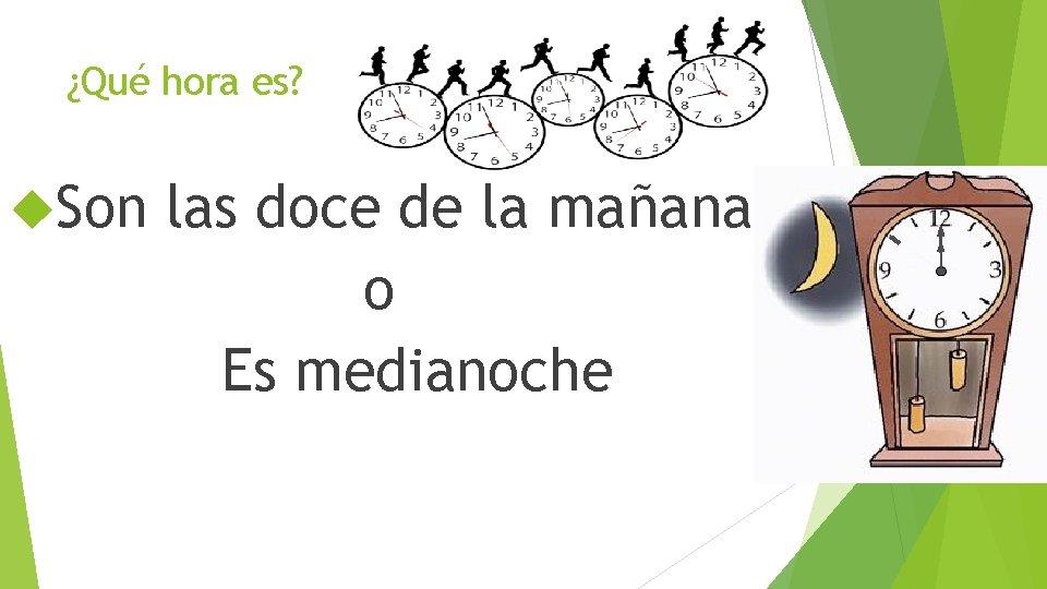 ¿Qué hora es? Son las doce de la mañana o Es medianoche 