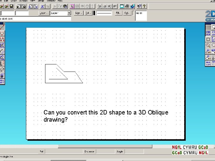 Can you convert this 2 D shape to a 3 D Oblique drawing? 