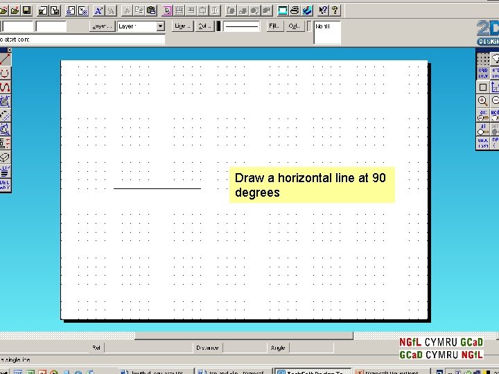 Draw a horizontal line at 90 degrees 