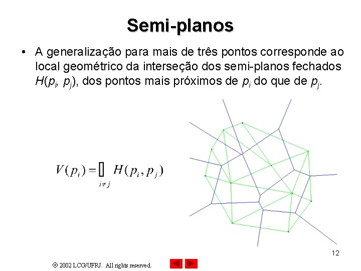 Semi-planos • A generalização para mais de três pontos corresponde ao local geométrico da