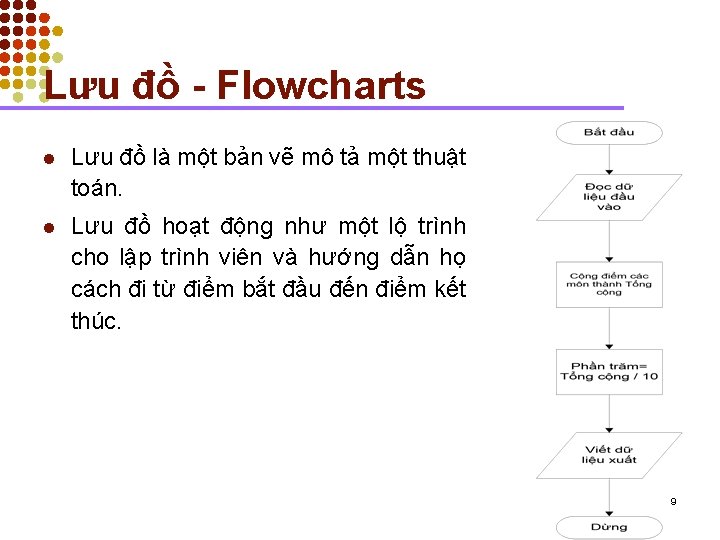 Lưu đồ - Flowcharts l Lưu đồ là một bản vẽ mô tả một