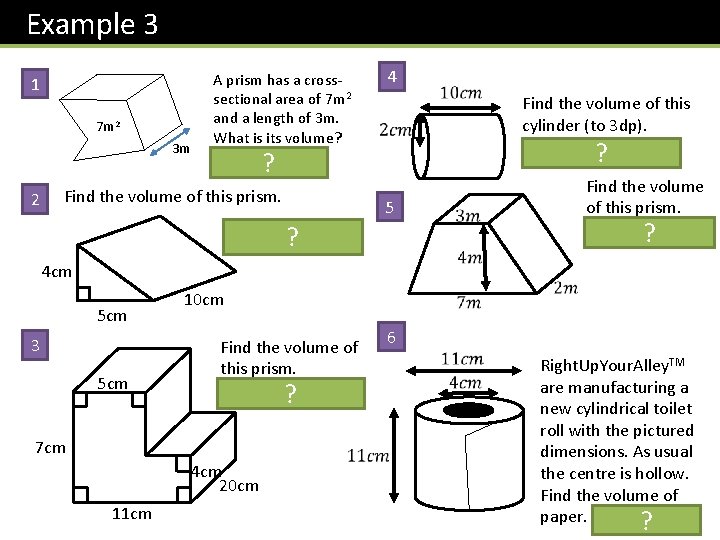 Example 3 1 7 m 2 3 m 2 A prism has a crosssectional
