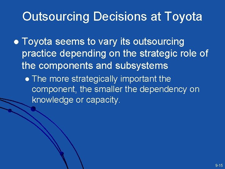 Outsourcing Decisions at Toyota l Toyota seems to vary its outsourcing practice depending on Outsourcing Decisions at Toyota l Toyota seems to vary its outsourcing practice depending on