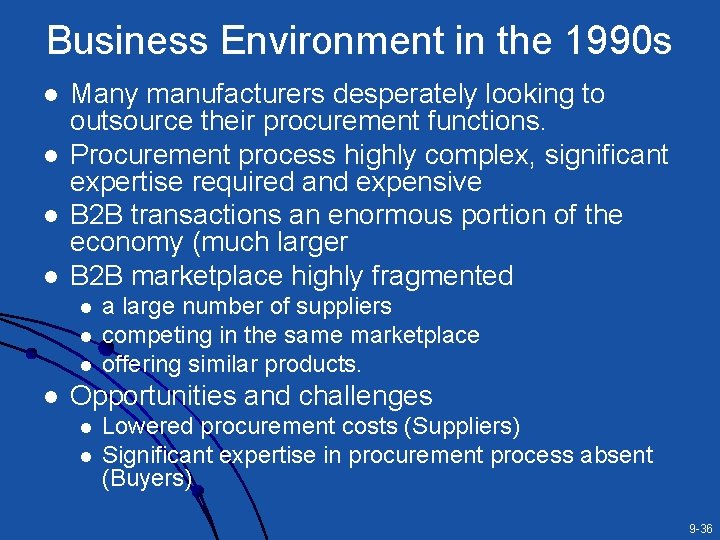 Business Environment in the 1990 s l l Many manufacturers desperately looking to outsource Business Environment in the 1990 s l l Many manufacturers desperately looking to outsource