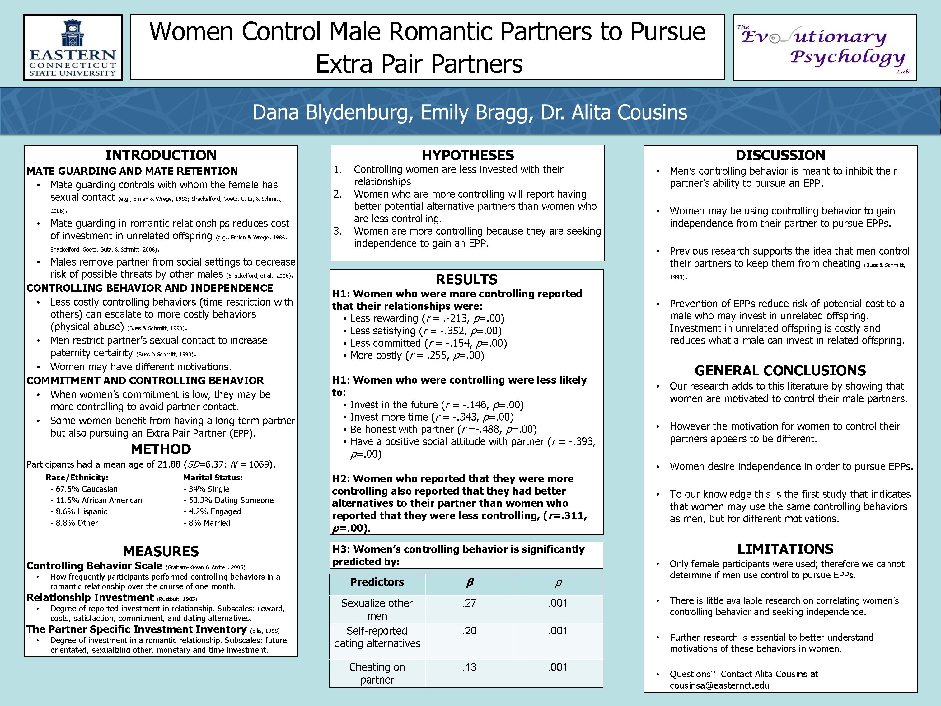 Women Control Male Romantic Partners to Pursue Extra Pair Partners INTRODUCTION MATE GUARDING AND