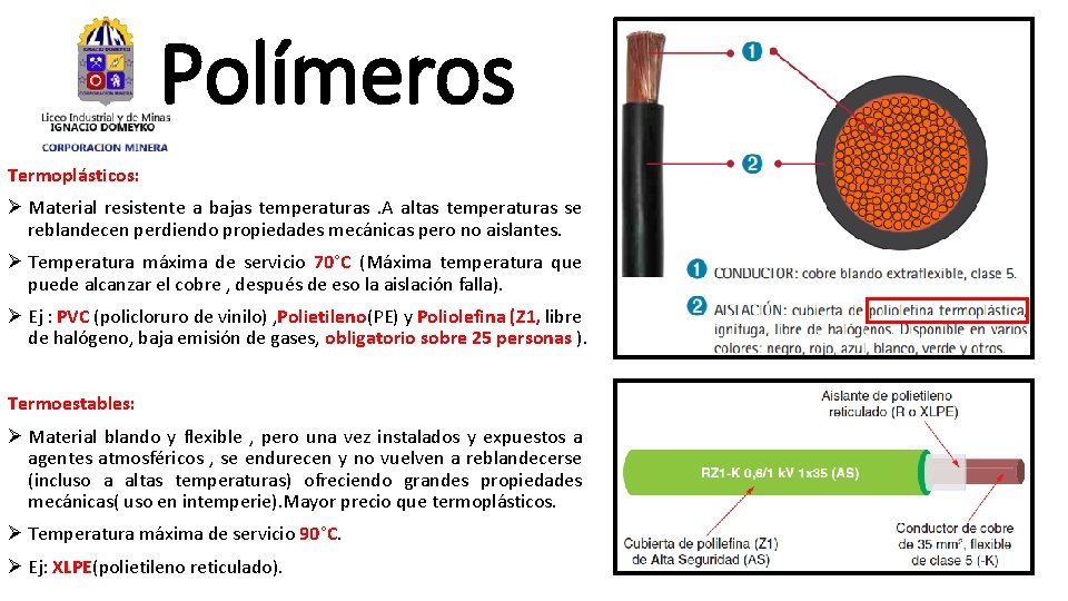 Polímeros Termoplásticos: Ø Material resistente a bajas temperaturas. A altas temperaturas se reblandecen perdiendo