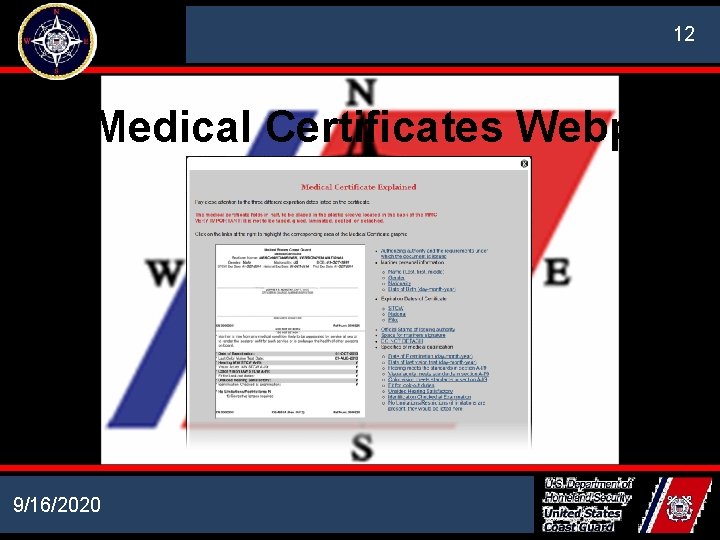 NATIONAL MARITIME CENTER 12 Medical Certificates Webpage 9/16/2020 