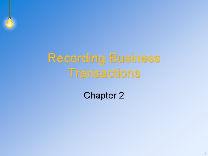Recording Business Transactions Chapter 2 1 Objective 1