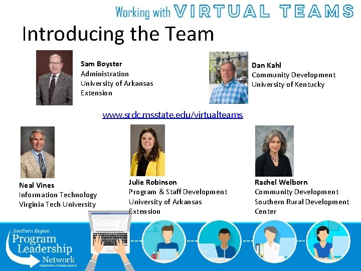 Introducing the Team Sam Boyster Administration University of Arkansas Extension Dan Kahl Community Development