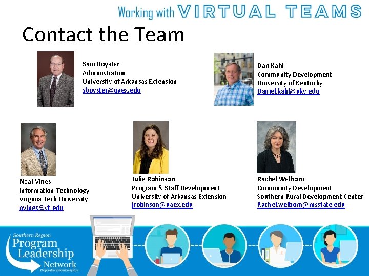 Contact the Team Sam Boyster Administration University of Arkansas Extension sboyster@uaex. edu Neal Vines