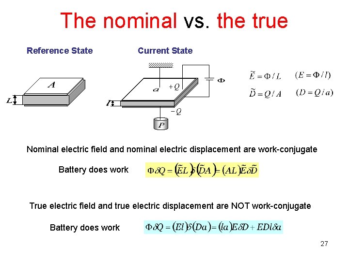 The nominal vs. the true Reference State Current State Nominal electric field and nominal