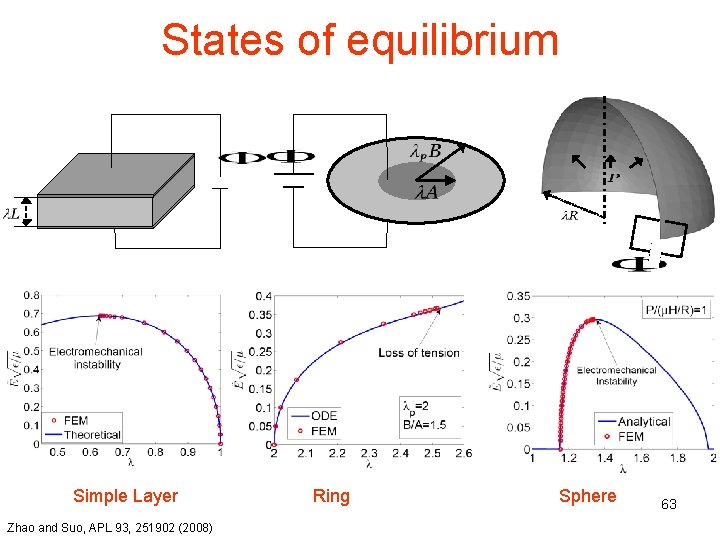 States of equilibrium Simple Layer Zhao and Suo, APL 93, 251902 (2008) Ring Sphere