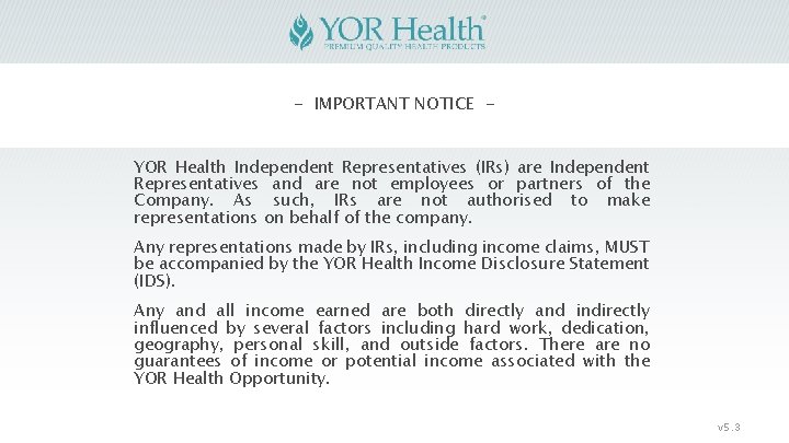 - IMPORTANT NOTICE YOR Health Independent Representatives (IRs) are Independent Representatives and are not - IMPORTANT NOTICE YOR Health Independent Representatives (IRs) are Independent Representatives and are not