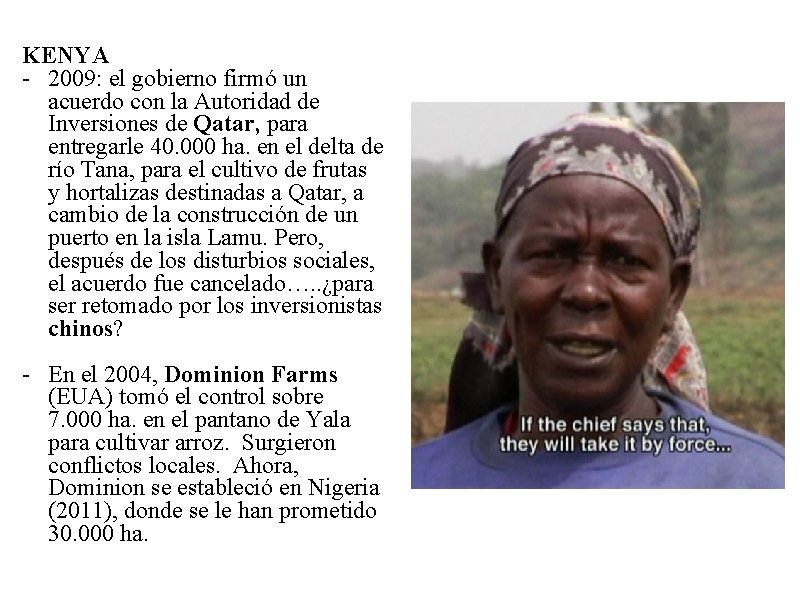 KENYA - 2009: el gobierno firmó un acuerdo con la Autoridad de Inversiones de