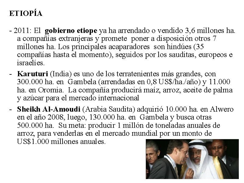ETIOPÍA - 2011: El gobierno etiope ya ha arrendado o vendido 3, 6 millones