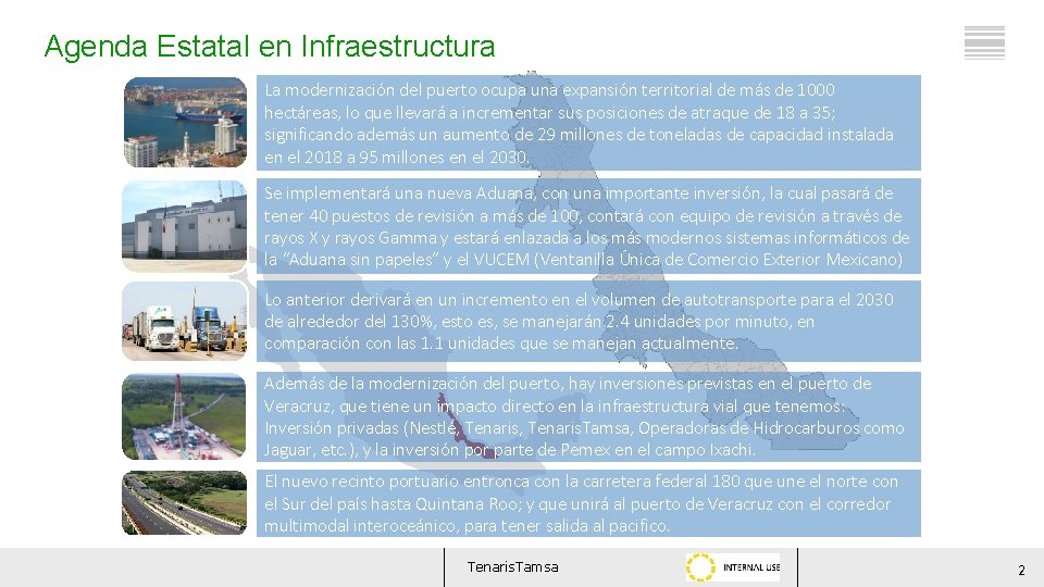 Agenda Estatal en Infraestructura La modernización del puerto ocupa una expansión territorial de más