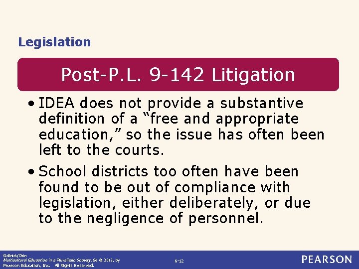 Legislation Post-P. L. 9 -142 Litigation • IDEA does not provide a substantive definition