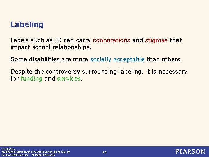 Labeling Labels such as ID can carry connotations and stigmas that impact school relationships.