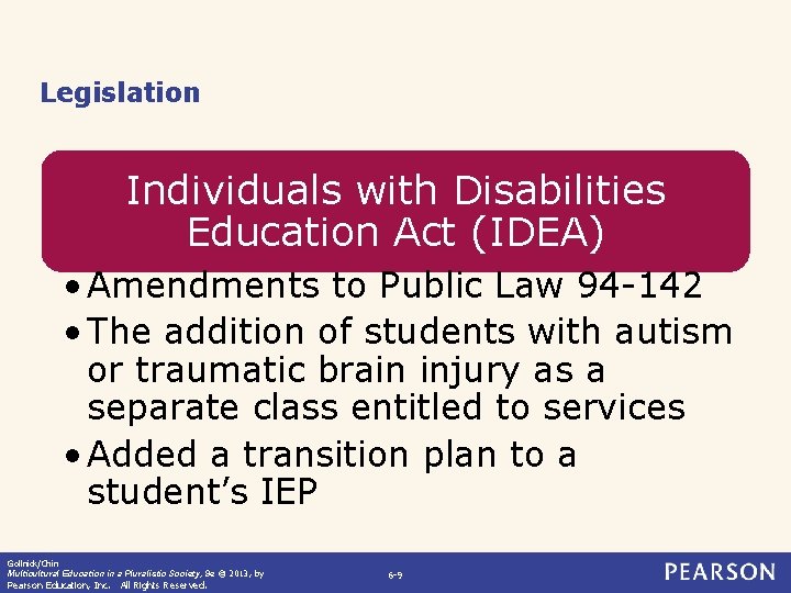 Legislation Individuals with Disabilities Education Act (IDEA) • Amendments to Public Law 94 -142