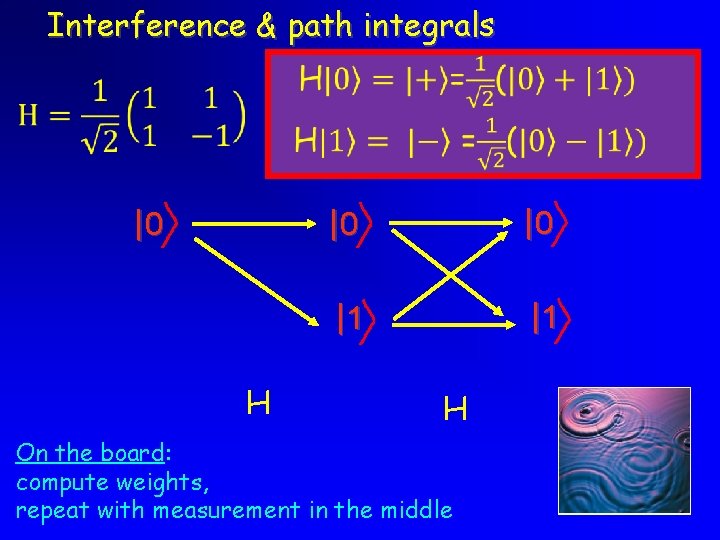  Interference & path integrals |0 H |0 |0 |1 |1 H On the