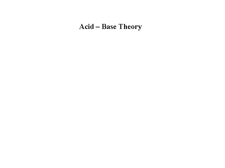 Acid – Base Theory 