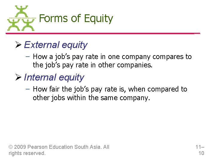 Forms of Equity Ø External equity – How a job’s pay rate in one